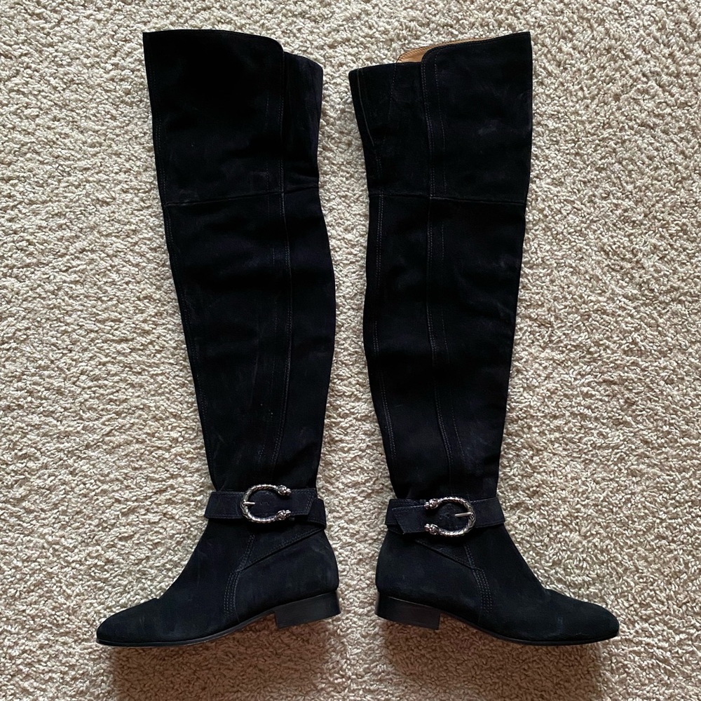 Gucci Dionysus Black Suede Over The Knee Boots Sz 36.5 - Picture 5 of 16